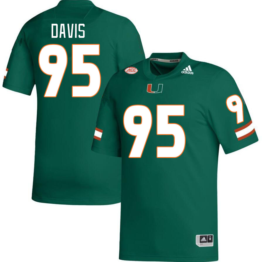 Men #95 Thomas Davis Miami Hurricanes College Football Jerseys Stitched-Green - Click Image to Close